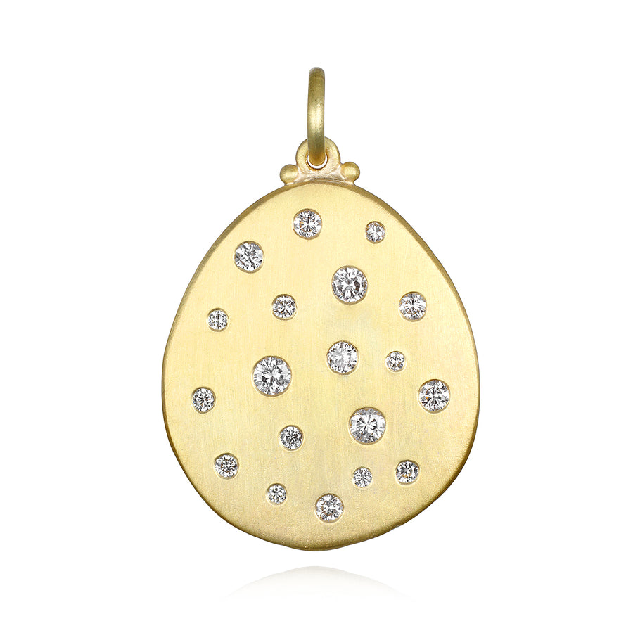 18 Karat Gold Diamond Dog Tag Pendant - Large