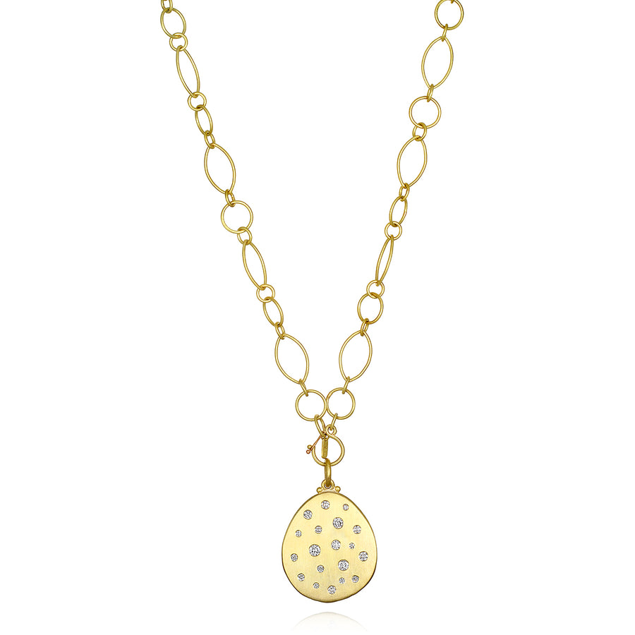 18 Karat Gold Diamond Dog Tag Pendant - Large