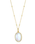 Oval Rainbow Moonstone Pendant on Diamond Station Necklace