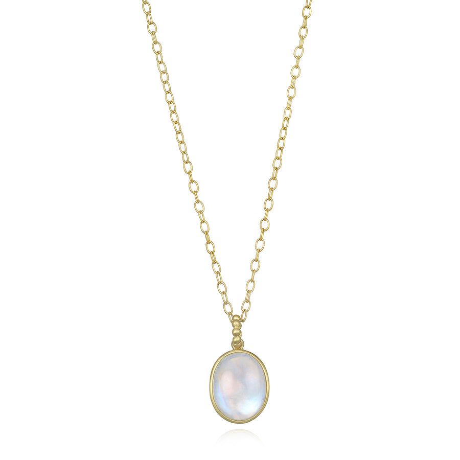 Oval Rainbow Moonstone Pendant Necklace