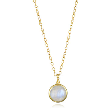 Round Moonstone Pendant with Diamond Bail