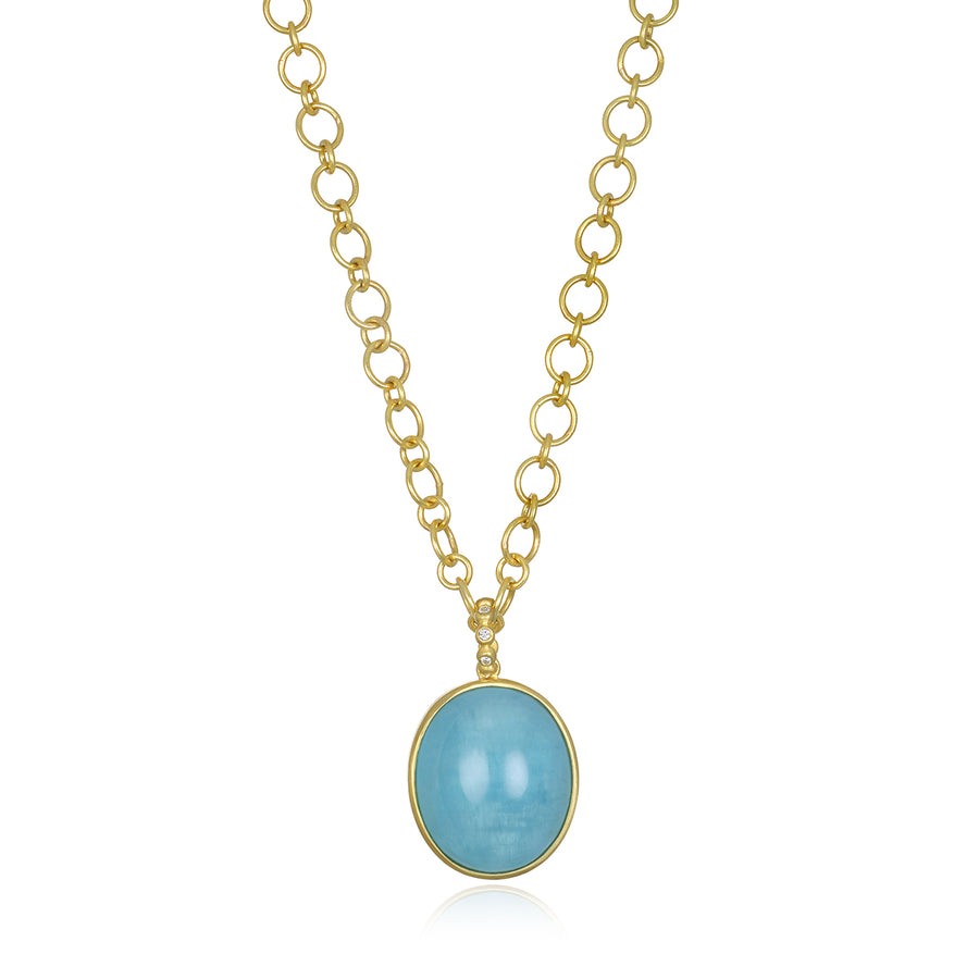 18 Karat Gold Milky Aquamarine Pendant
