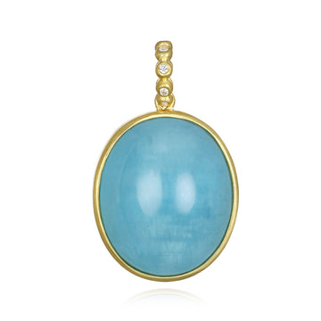 18 Karat Gold Milky Aquamarine Pendant