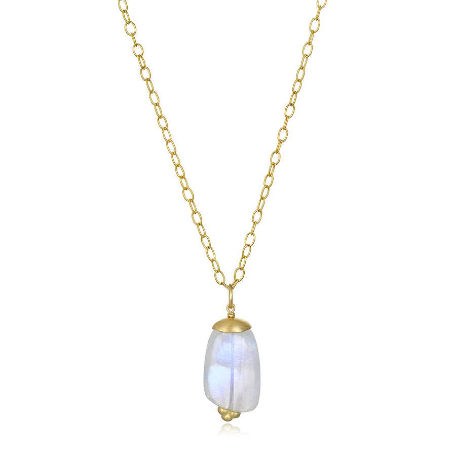18 Karat Gold Moonstone Nugget Pendant and Chain