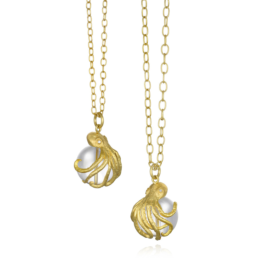 18 Karat Gold Rock Crystal Octopus Pendant - Each Sold Separately