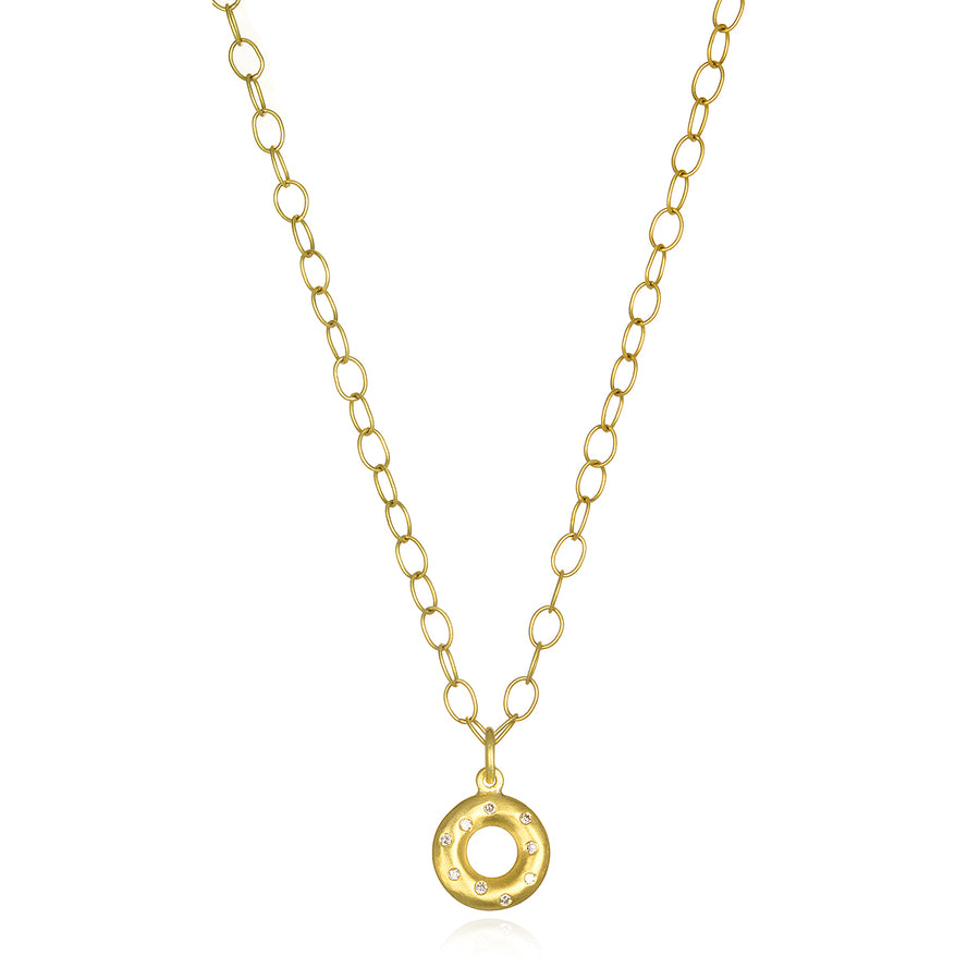 18 Karat Gold Diamond Lifesaver Pendant