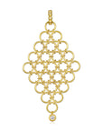 18 Karat Gold Diamond Mesh Pendant and Oval Link Chain