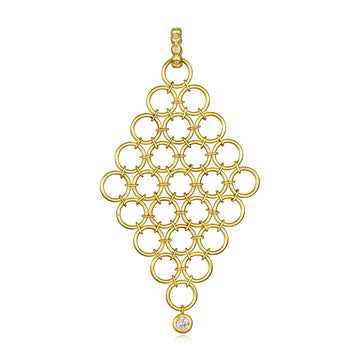 18 Karat Gold Mesh Pendant With Diamond Drop
