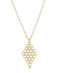 18 Karat Gold Diamond Mesh Pendant and Oval Link Chain