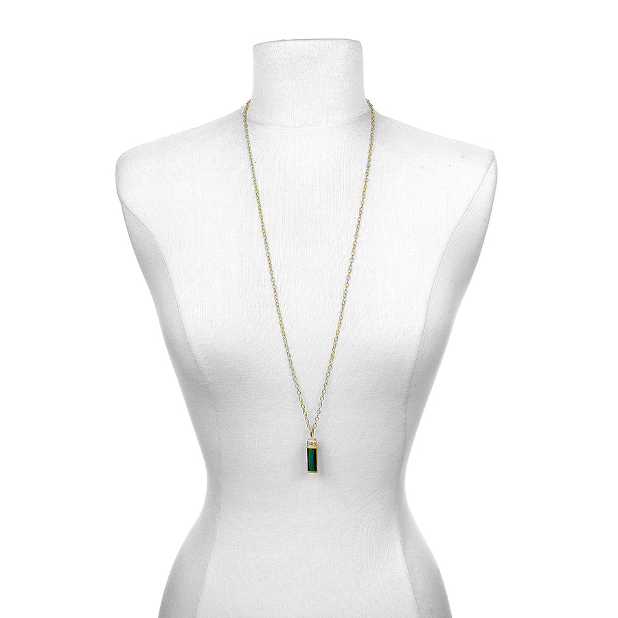 Blue Green Tourmaline Bar Pendant