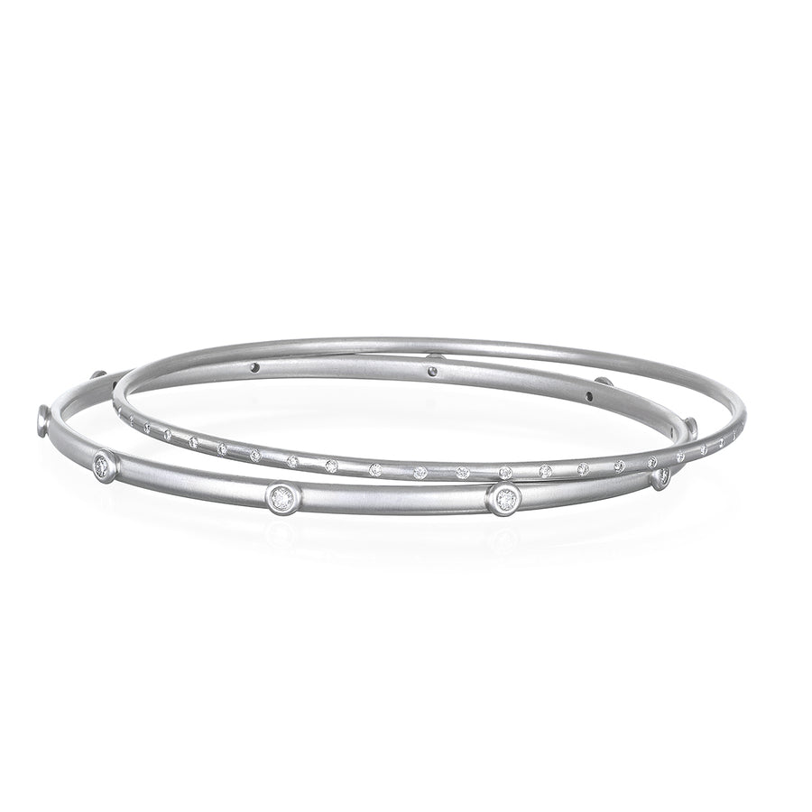 Platinum Burnished Diamond Bangle