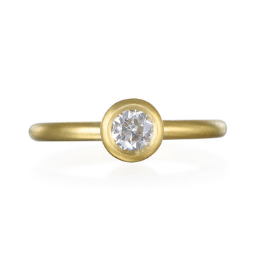 18 Karat Gold  Old European Cut Diamond Solitaire Bezel Ring