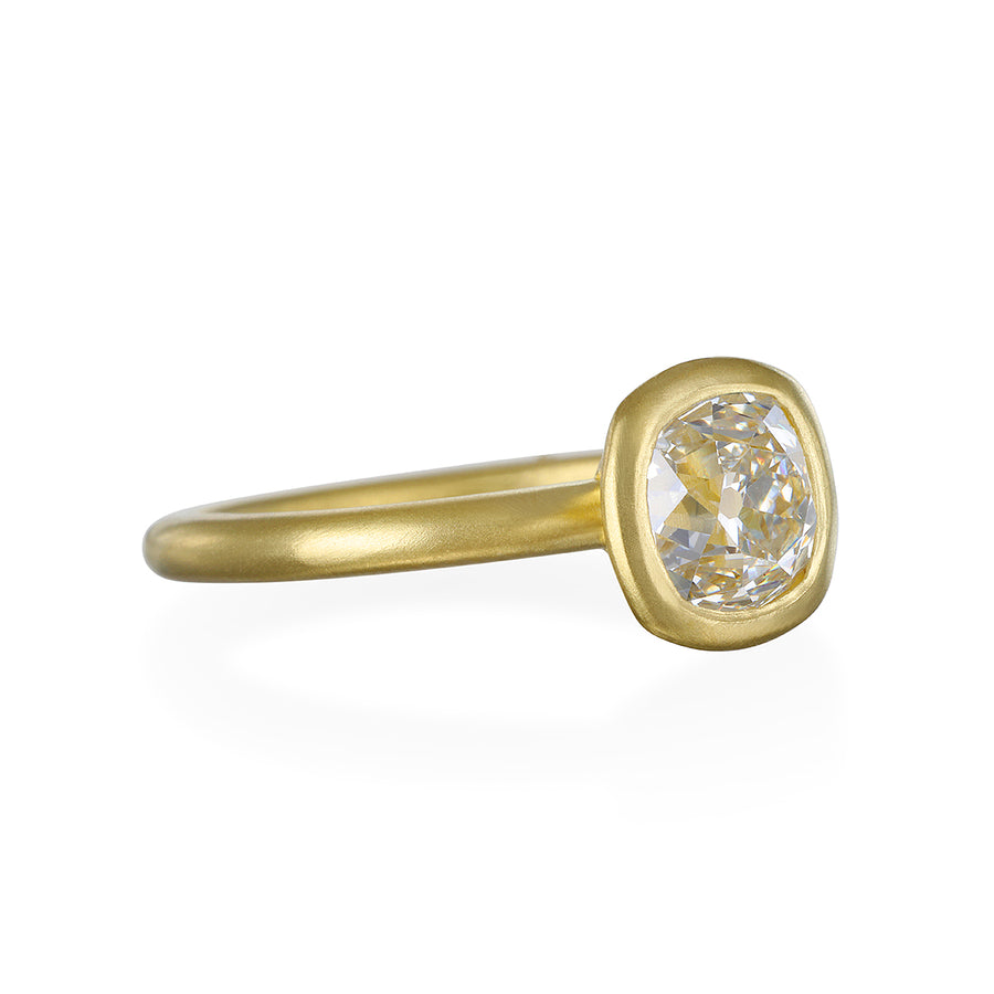 18 Karat Gold Old Mine Cut Diamond Bezel Ring