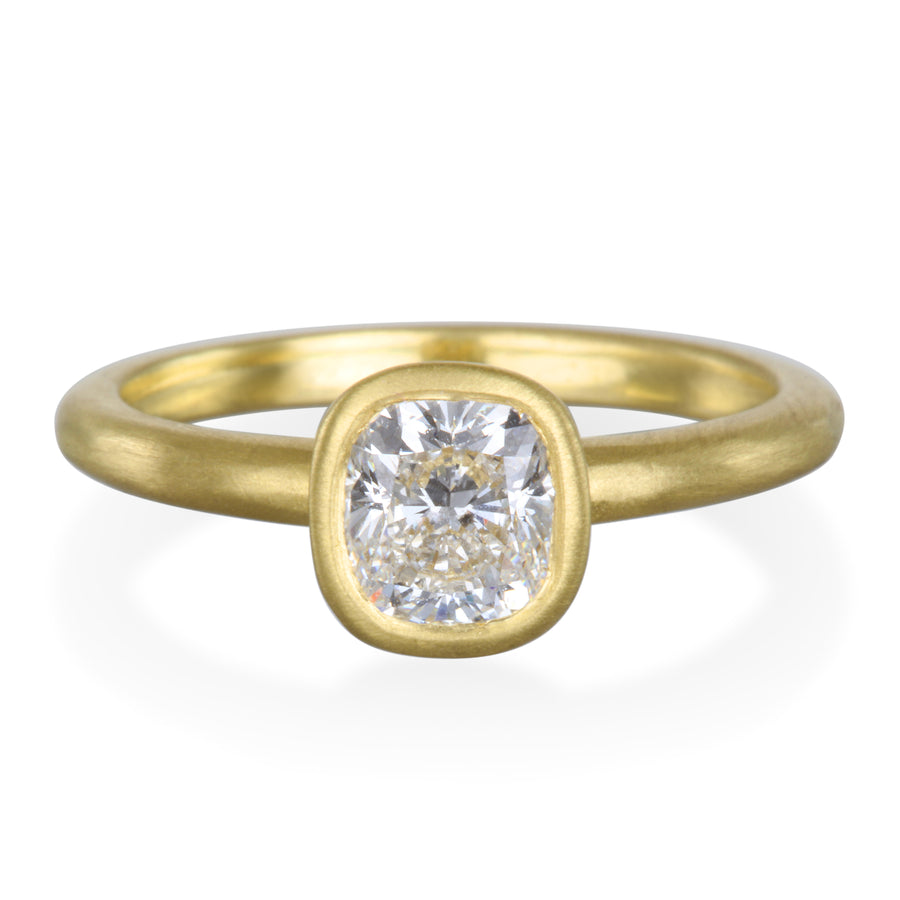 18 Karat Gold Cushion Brilliant Diamond Engagement Ring