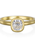 18 Karat Gold Cushion Cut Diamond Engagement Ring