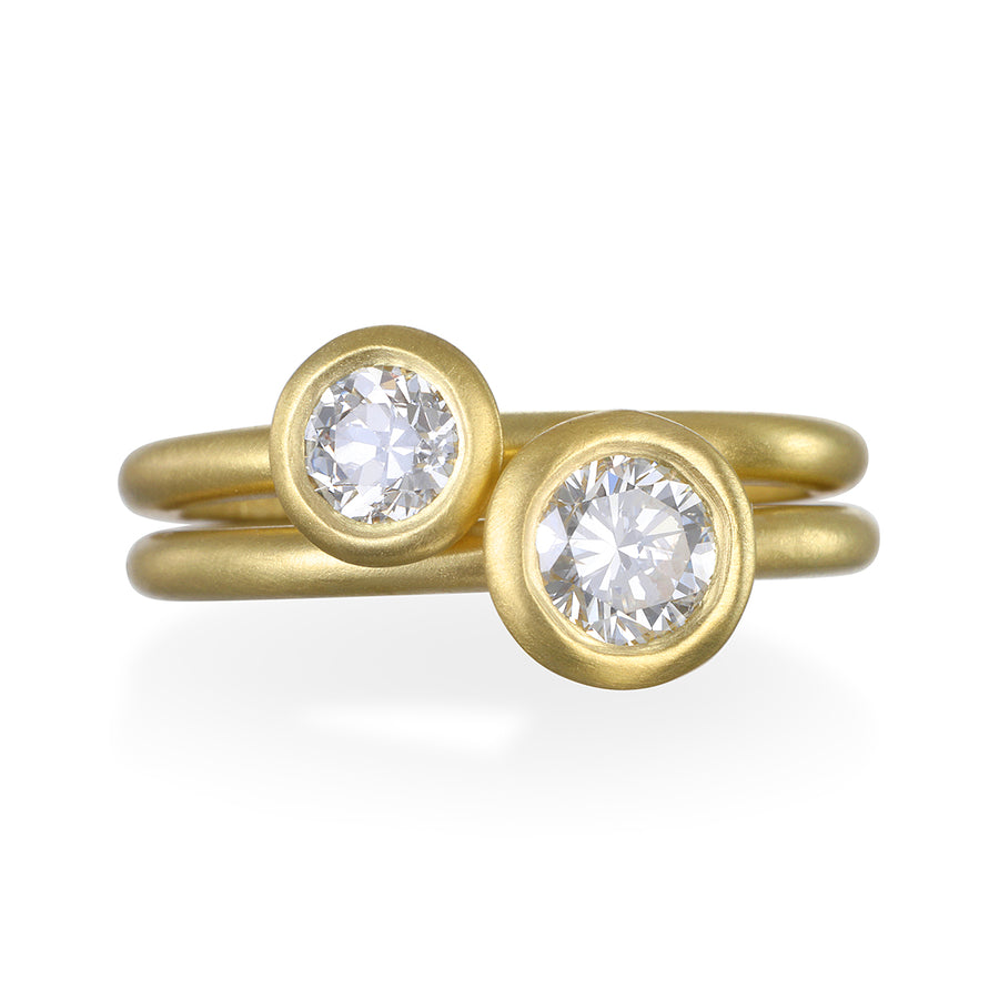 18 Karat Gold Round Brilliant Cut Diamond Solitaire Ring .71 Cts
