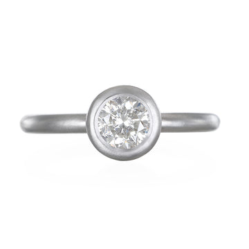Platinum Round Brilliant Cut Diamond Bezel Ring