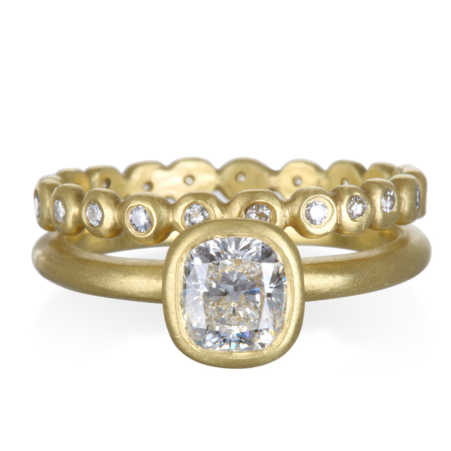 18 Karat Gold Cushion Brilliant Diamond Engagement Ring