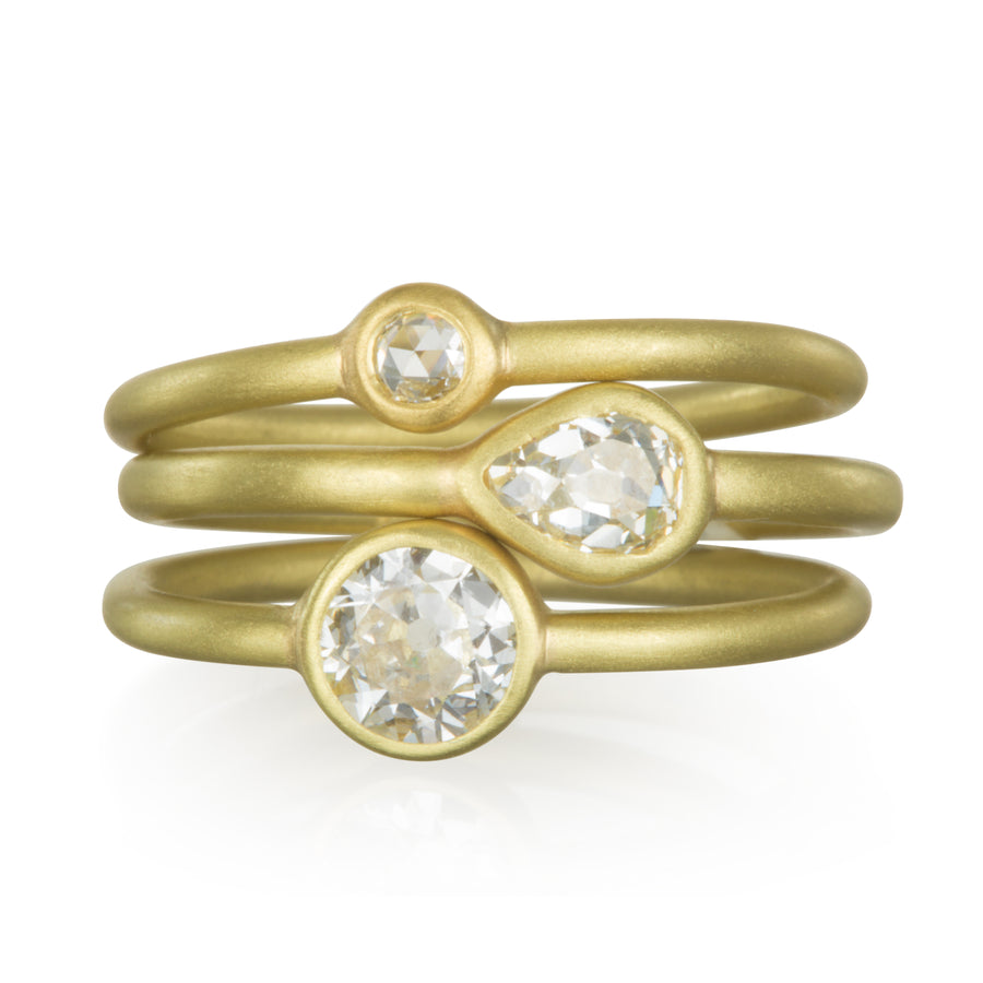 18 Karat Gold Antique Pear Shape Diamond Ring