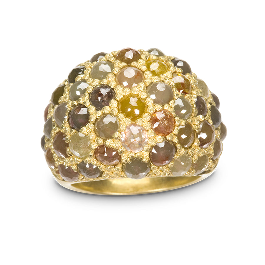 18 Karat Gold Milky Diamond Dome Ring
