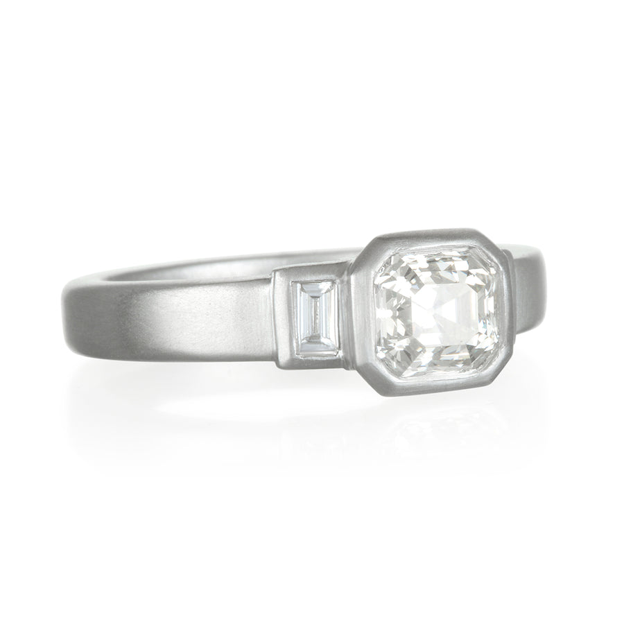 Platinum Asscher Cut Diamond Engagement Ring
