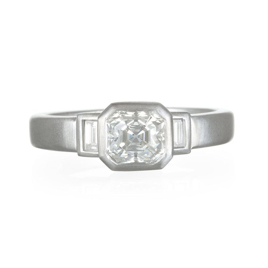Platinum Asscher Cut Diamond Engagement Ring