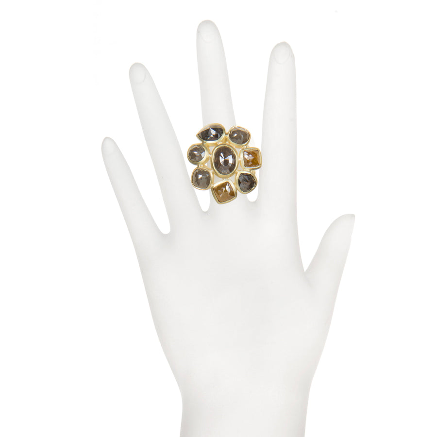 Platinum Milky Diamond Daisy Ring
