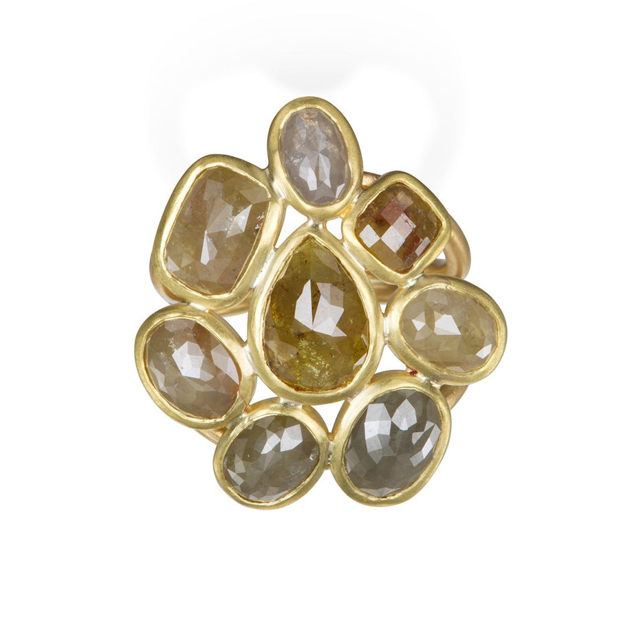 18K Gold Milky Diamond Daisy Ring