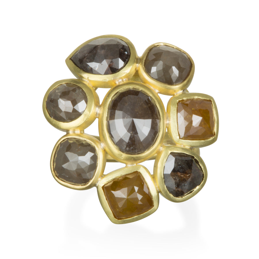18 Karat Gold Milky Diamond Daisy Ring
