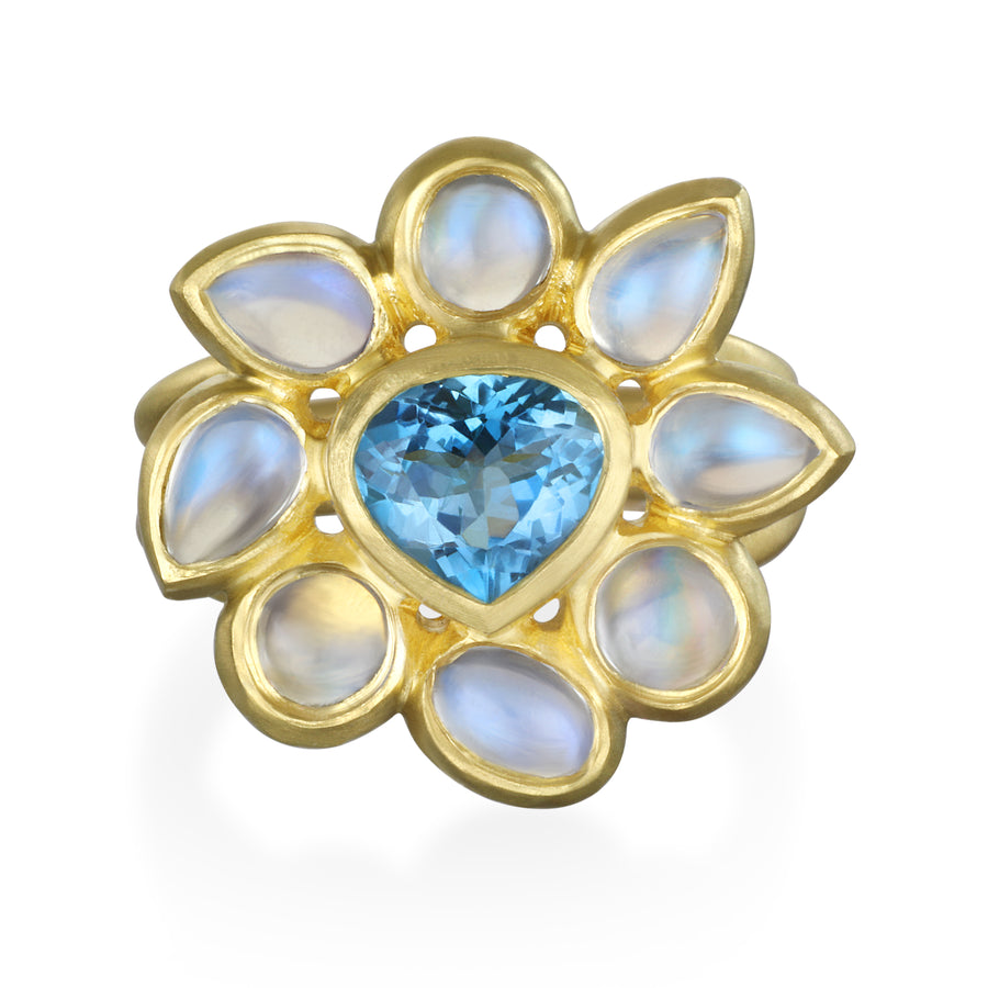 Trillion Aquamarine Moonstone Daisy