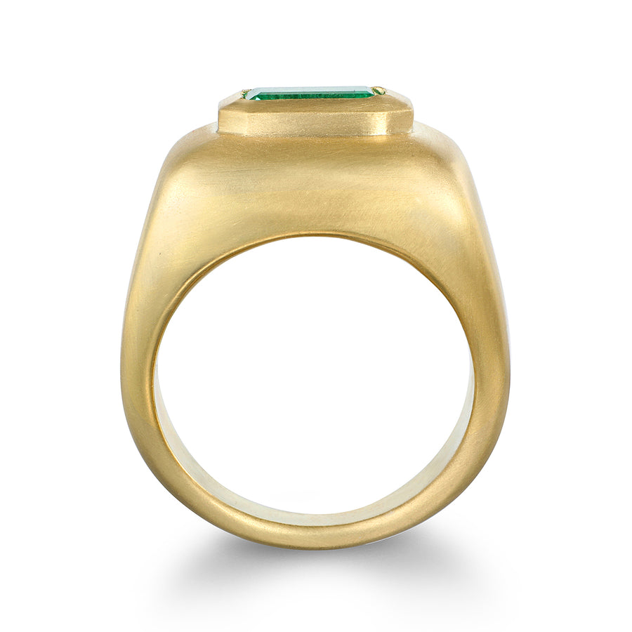 Faye Kim 18 Karat Gold Emerald Bezel Dome Ring