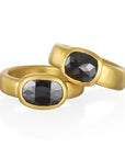 22 Karat Gold Oval Black Diamond Bezel Ring
