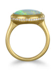 18 Karat Gold Australian Crystal Opal and Diamond Ring