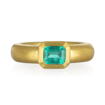 22 Karat Gold Colombian Emerald Bezel Ring