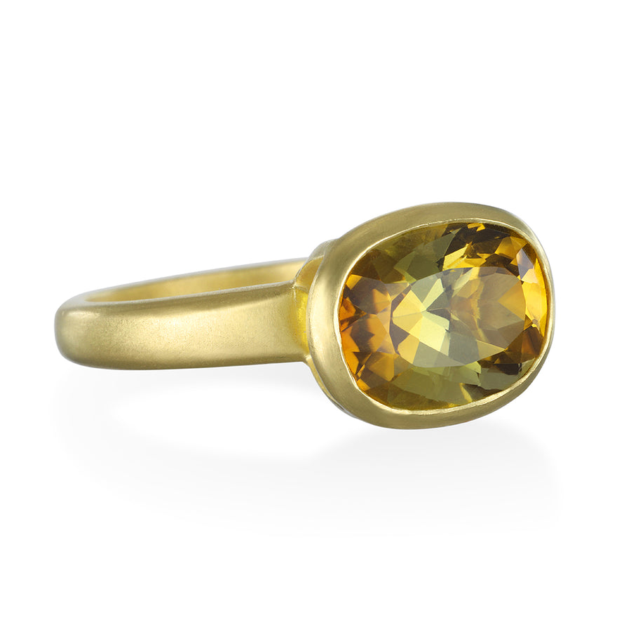 Yellow-Olive Tourmaline Ring
