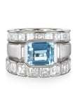 Platinum Asscher Diamond Eternity Bezel Ring