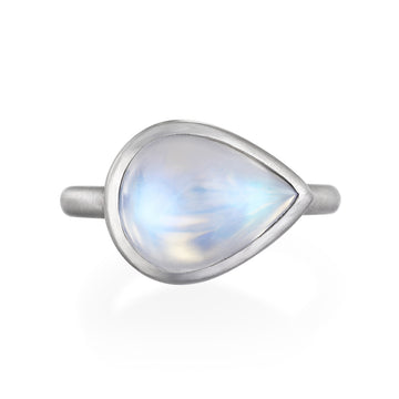 Platinum Pear Shape Ceylon Moonstone Ring