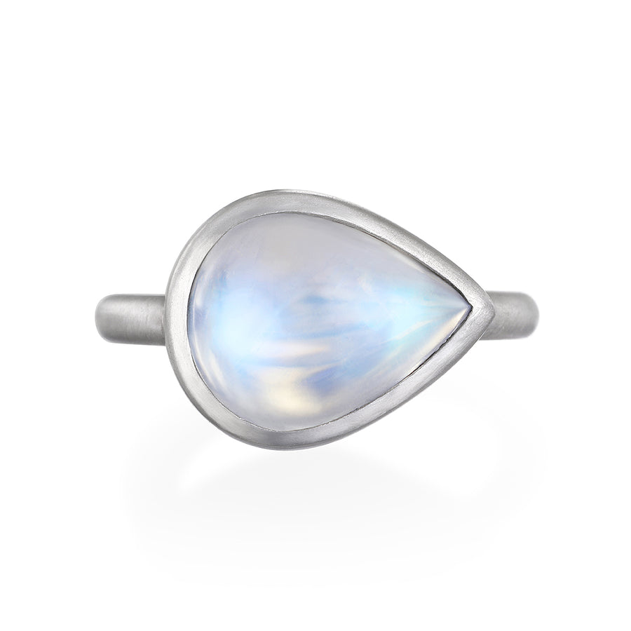 Platinum Pear Shape Ceylon Moonstone Ring