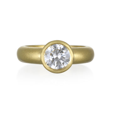 18 Karat Gold Bezel Set Diamond Engagement Ring