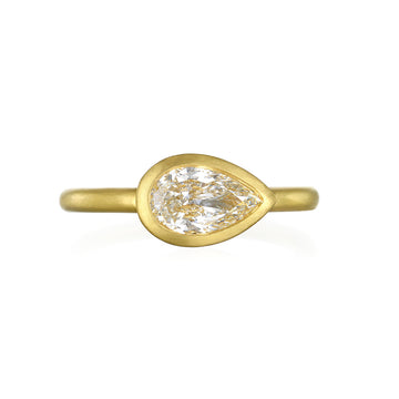 18 Karat Gold Diamond Pear Shape Bezel Ring