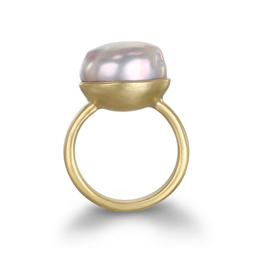 18 Karat Gold Pink Baroque Freshwater Pearl Ring