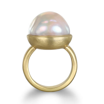 18 Karat Gold Cream Baroque Freshwater Pearl Ring