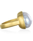 18 Karat Gold White Baroque Freshwater Pearl Ring
