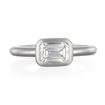 Platinum Emerald Cut Diamond Ring