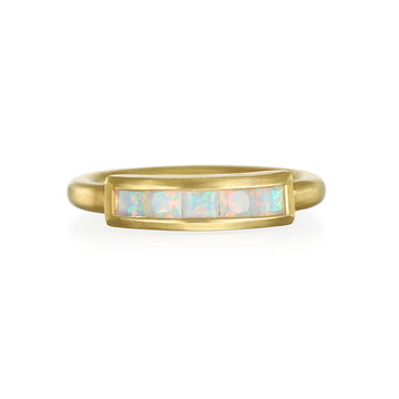 18 Karat Gold Opal Channel-Set Bar Ring