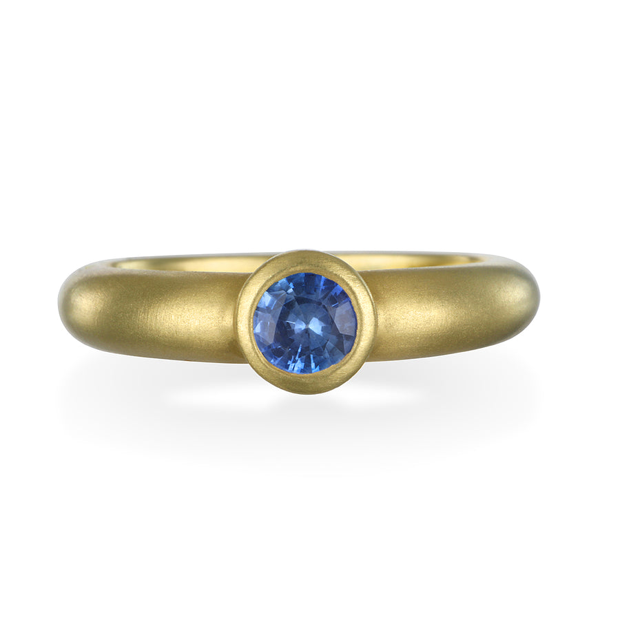 18 Karat Gold Blue Ceylon Sapphire Bezel Ring