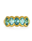 18 Karat Gold Blue-Green Tourmaline Scallop Ring