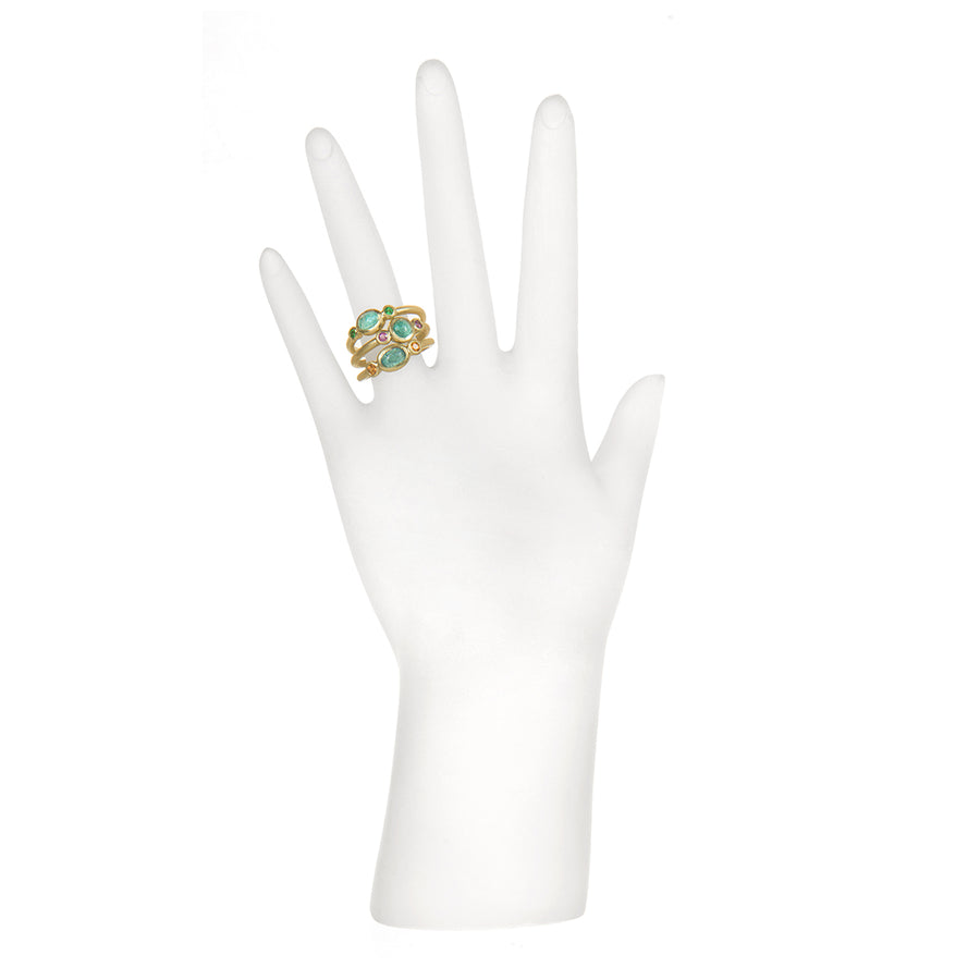 18 Karat Gold  Paraiba Tourmaline and Mandarin Garnet Ring