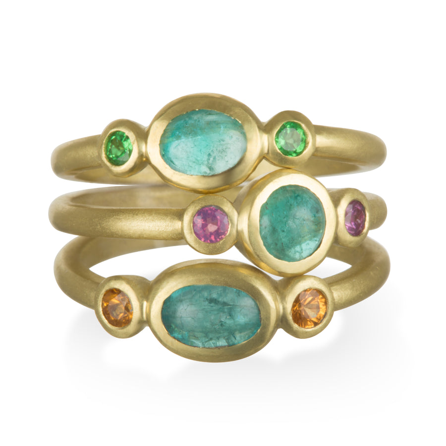 18 Karat Gold  Paraiba Tourmaline and Mandarin Garnet Ring