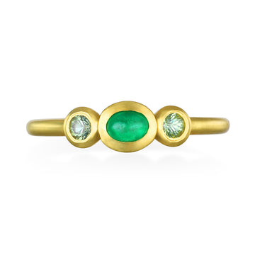 18 Karat Gold Emerald and Peridot Stack Ring